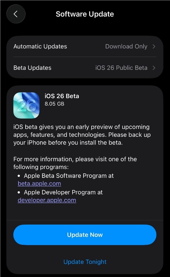 苹果发布首个iOS 26公测版 - 技术侠